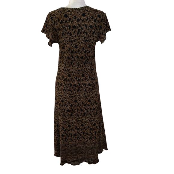 Vintage Rikki Sue Size M Animal Print Midi Dress Crinkle Retro Y2K 90s USA Made - Picture 2 of 4